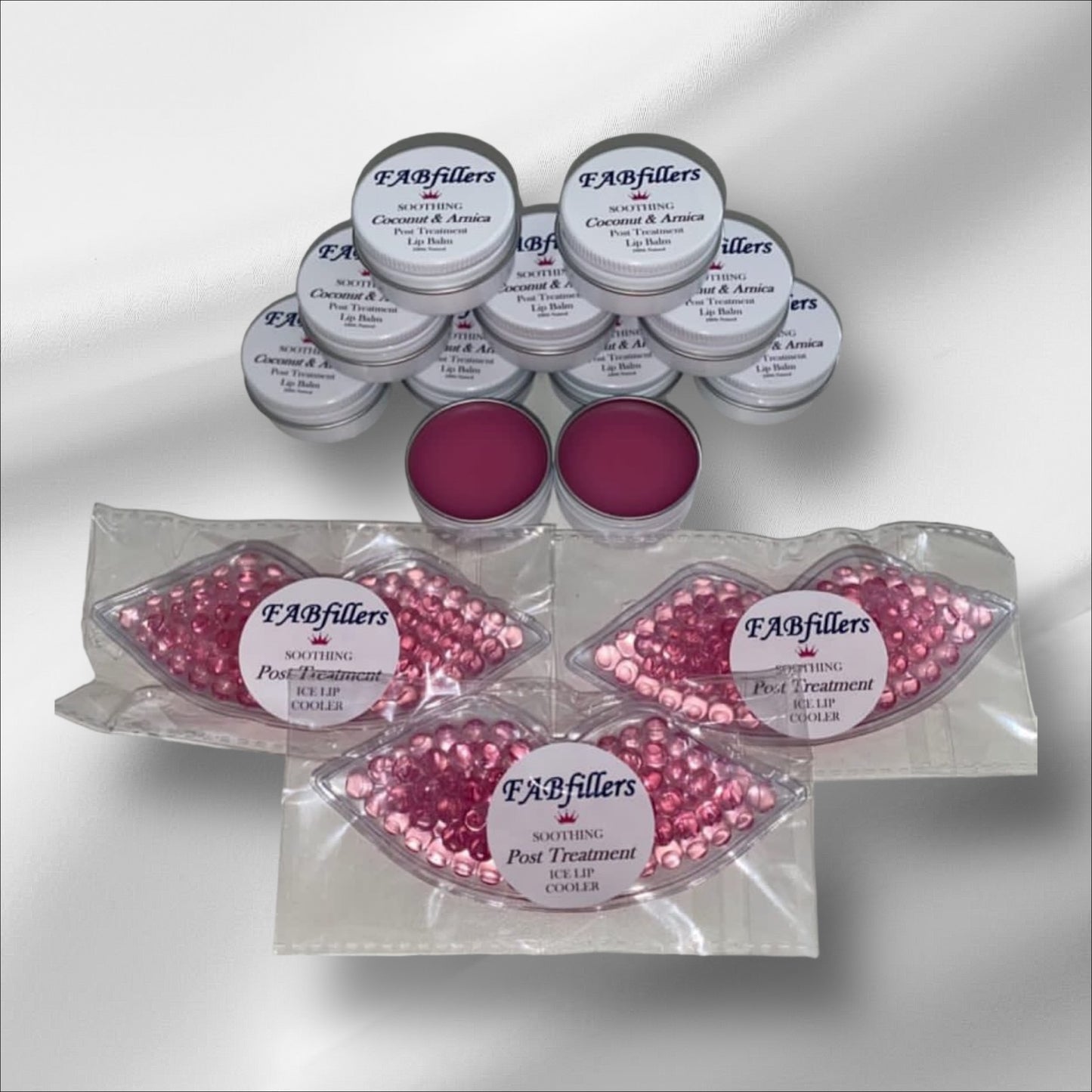BUNDLE 50 EACH OF PERSONALISED ARNICA LIP BALMS & LIP COMPRESSES