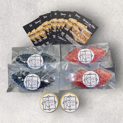 BUNDLE 50 EACH OF CUSTOMISED ARNICA LIP BALMS, LIP COMPRESSES & AFTERCARE CARDS