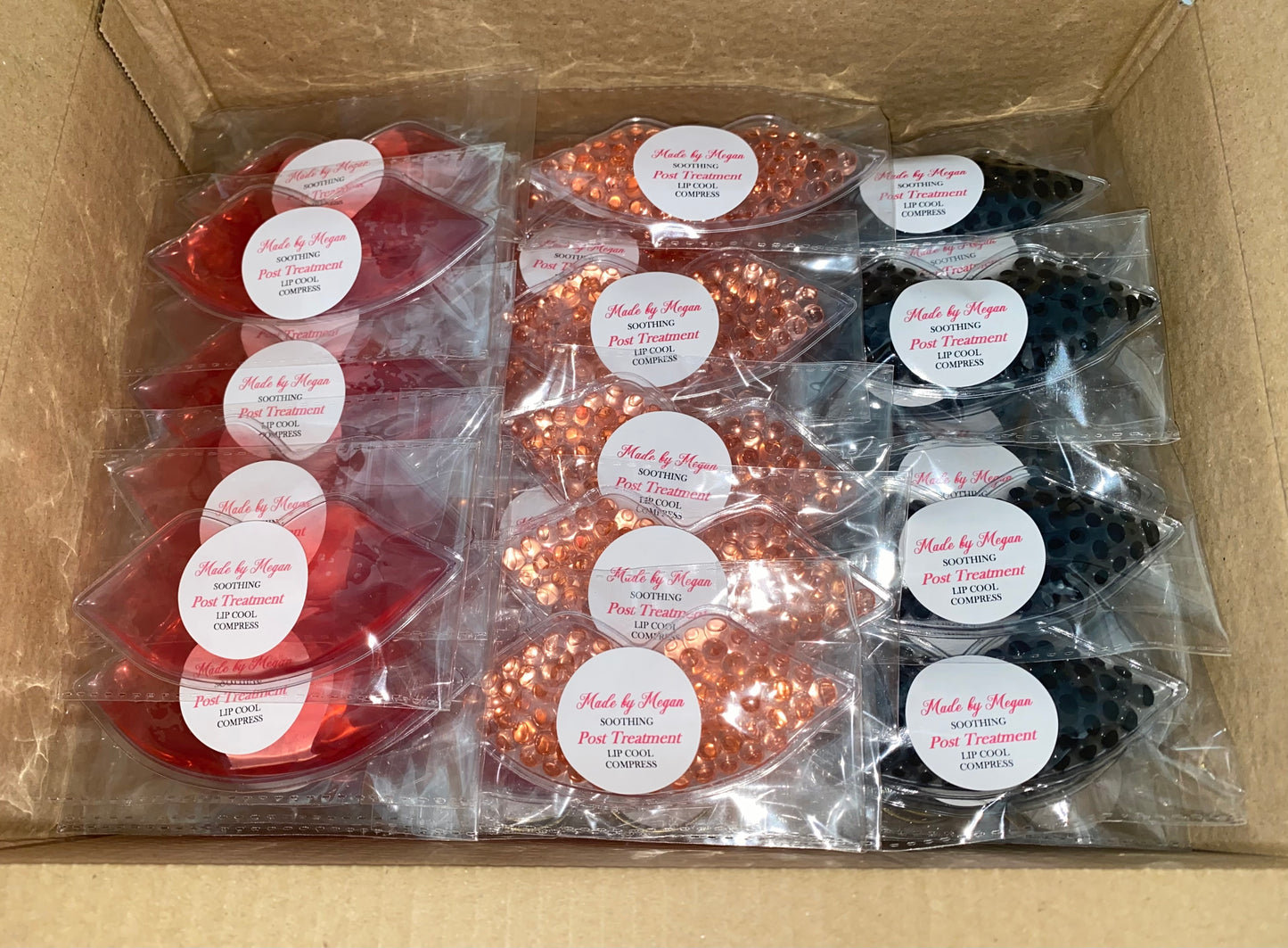 25 CUSTOMISED / PERSONALISED LIP COOL COMPRESSES FOR CLIENT POST TREATMENT AFTERCARE